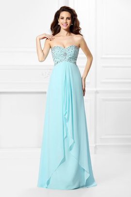 Robe de soirée longue naturel de princesse avec perle en chiffon