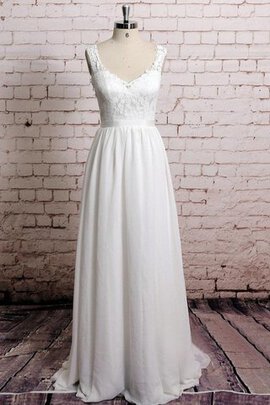 Robe de mariée naturel au bord de la mer manche nulle en chiffon v encolure