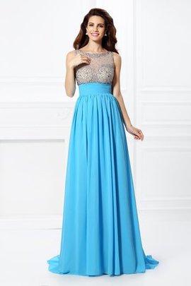 Robe de bal longue avec perle de traîne courte manche nulle avec chiffon