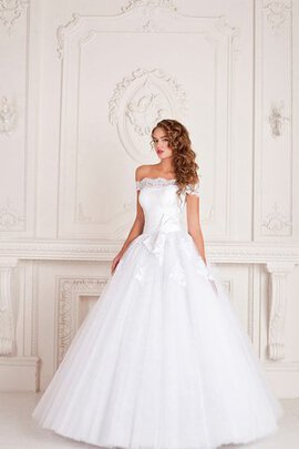 Robe de mariée ruché avec perle de traîne courte avec manche longue cordon