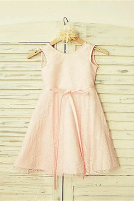 Robe cortège fille de princesse a-ligne avec fleurs encolure ronde manche nulle