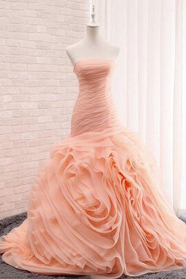 Robe de mariée avec manche épeules enveloppants cordon pendant jusqu'au mollet de sirène