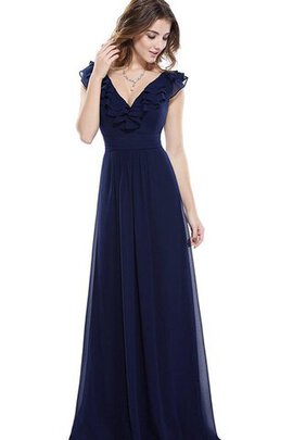 Robe demoiselle d'honneur courte longue de col en v de lotus avec chiffon