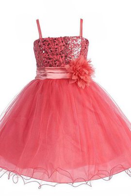 Robe cortège fille fermeutre eclair textile en tulle manche nulle ligne a avec fleurs