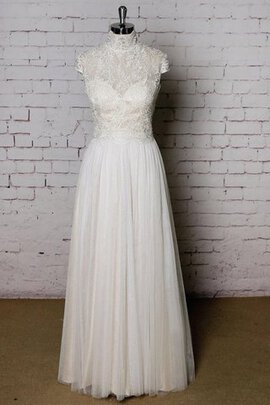 Robe de mariée ligne a trou serre elevé avec zip avec manche courte