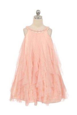 Robe cortège fille plissage avec perle textile en tulle de lotus ligne a