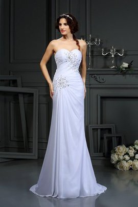 Robe de mariée longue avec perle gaine manche nulle de col en cœur