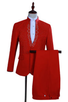 Hôte blazer entreprise rouge 2 pièces robe costumes