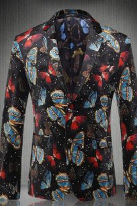 Loisirs papillon revers vintage jaqueta masculina imprimé
