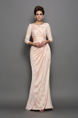 Robe mère de mariée naturel en 3/4 manche de sirène col en bateau avec chiffon