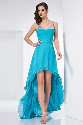 Robe de bal haut bas de princesse asymétrique bretelles spaghetti avec chiffon