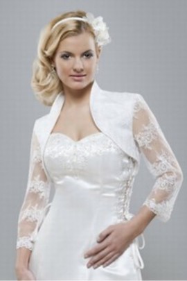 Taffetas blanc élégant | dentelle Modeste ourlet Bolero