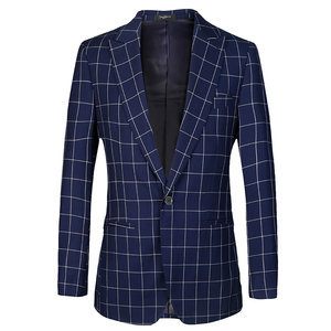 Plaid costume printemps pour mariage veste la taille européenne costumes bleu