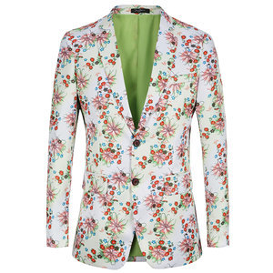 La taille européenne imprimé hommes de fête veste hommes blazer floral costume