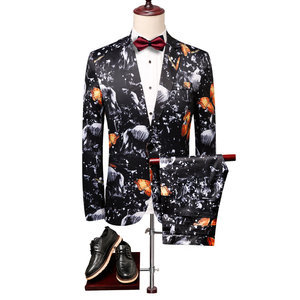 Floral slim fit costumes ensemble costume noir costume homme