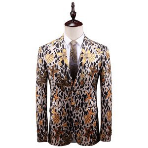 Mode asiatique taille imprimé hommes blazers pour homme floral costume