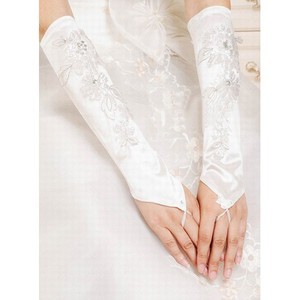 Satin Avec l'application Gants Chic mariée