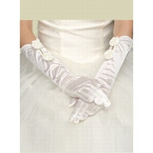 Taffetas floral blanc Chic | Gants de mariée modernes