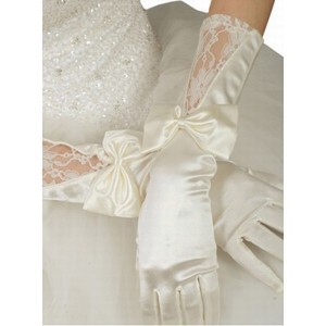 Taffetas avec bowknot blanc Chic | Gants de mariée modernes