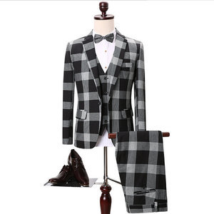 Costume hommes plaid costume terno bureau classique robe de mariée