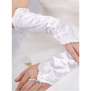 Gants taffetas chic moderne blanc de mariée