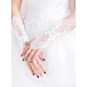 Satin Sequin Blanc Chic | Gants de mariée modernes