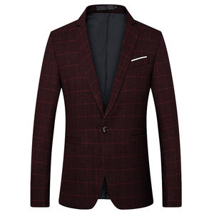 Veste vestes plaid mâle blazer taille m-5xl vin rouge