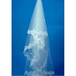 Élégante dentelle ourlet court voile de la mariée