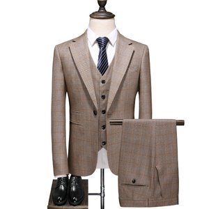 Travail affaires plaid un bouton fête slim fit costume blazers costume