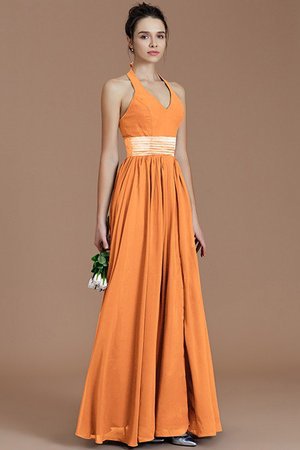 Robe demoiselle d'honneur naturel ligne a ceinture avec chiffon avec ruban