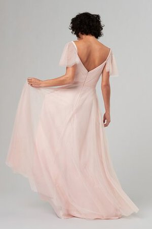 Robe demoiselle d'honneur avec manche courte en satin délicat formelle discrete