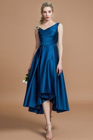 Robe demoiselle d'honneur naturel ligne a de princesse en satin avec sans manches