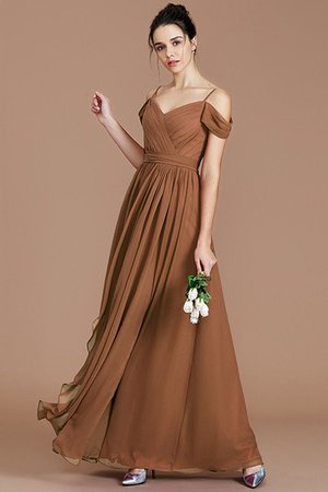 Robe demoiselle d'honneur a-ligne epaule nue de princesse manche nulle avec chiffon