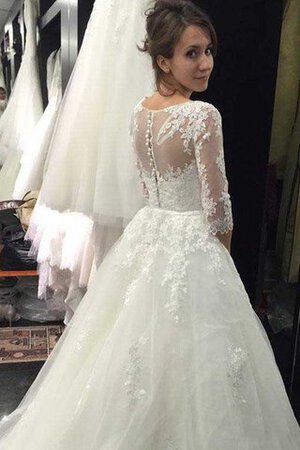 Robe de mariée facile avec manche 3/4 fermeutre eclair de col bateau manche nulle