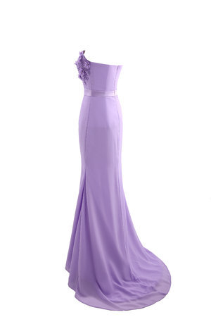 Robe demoiselle d'honneur facile classique officiel avec chiffon en dentelle