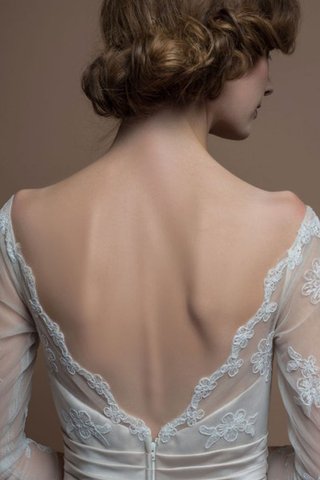 Robe de mariée de col bateau ligne a textile en tulle appliques jusqu'au sol