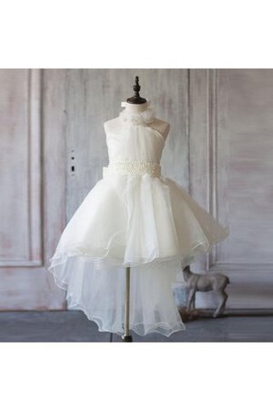 Robe cortège fille avec ruban ceinture en organza ligne a avec perle