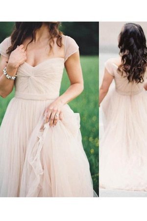 Robe de soirée naturel col en forme de cœur jusqu'au sol ruché de princesse