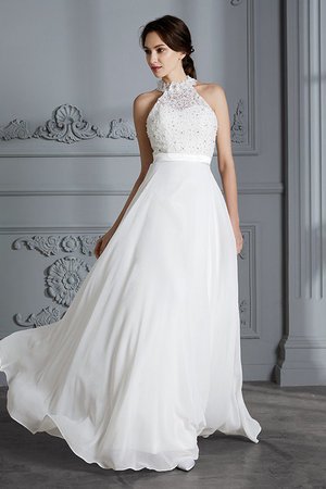 Robe de mariée naturel de princesse en chiffon jusqu'au sol encolure ronde