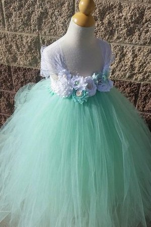 Robe cortège fille avec ruban avec perle en tulle avec décoration dentelle ceinture