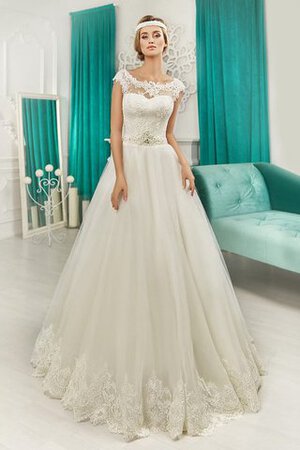 Robe de mariée naturel trou serre decoration en fleur avec manche courte ligne a