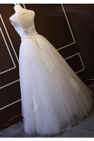 Robe de mariée naturel elégant avec décoration dentelle encolure ronde ligne a