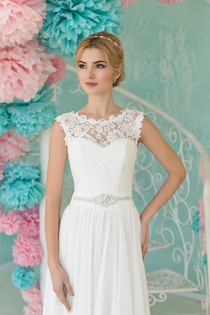 Robe de mariée simple jusqu'au sol avec décoration dentelle avec chiffon avec perle