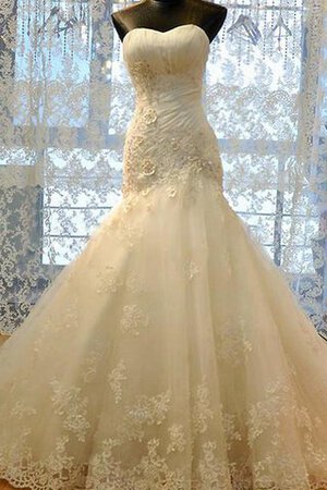 Robe de mariée de sirène avec perle en satin en dentelle textile en tulle