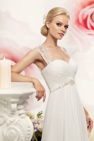 Robe de mariée longue manche nulle de tour de ceinture empire entrecroisé avec chiffon