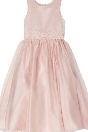 Robe cortège fille avec manche courte avec perle textile en tulle en satin avec zip