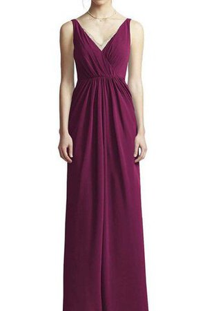 Robe demoiselle d'honneur longue ruché avec chiffon v encolure ligne a