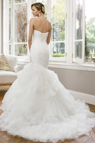 Robe de mariée ruché avec sans manches cordon de sirène appliques