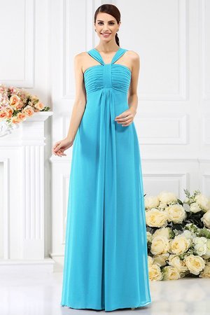 Robe demoiselle d'honneur longue plissé a-ligne en chiffon fermeutre eclair