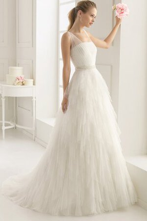 Robe de mariée intemporel avec gradins textile en tulle a-ligne fermeutre eclair